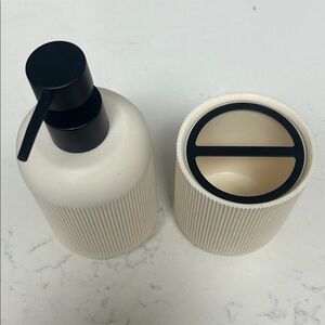 Threshold Cream and Black Bath Accessory Set